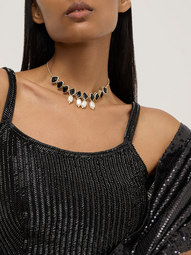 Vark Black Embellished Blouse