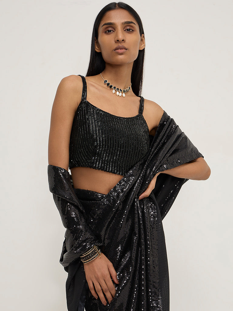 Vark Black Embellished Blouse