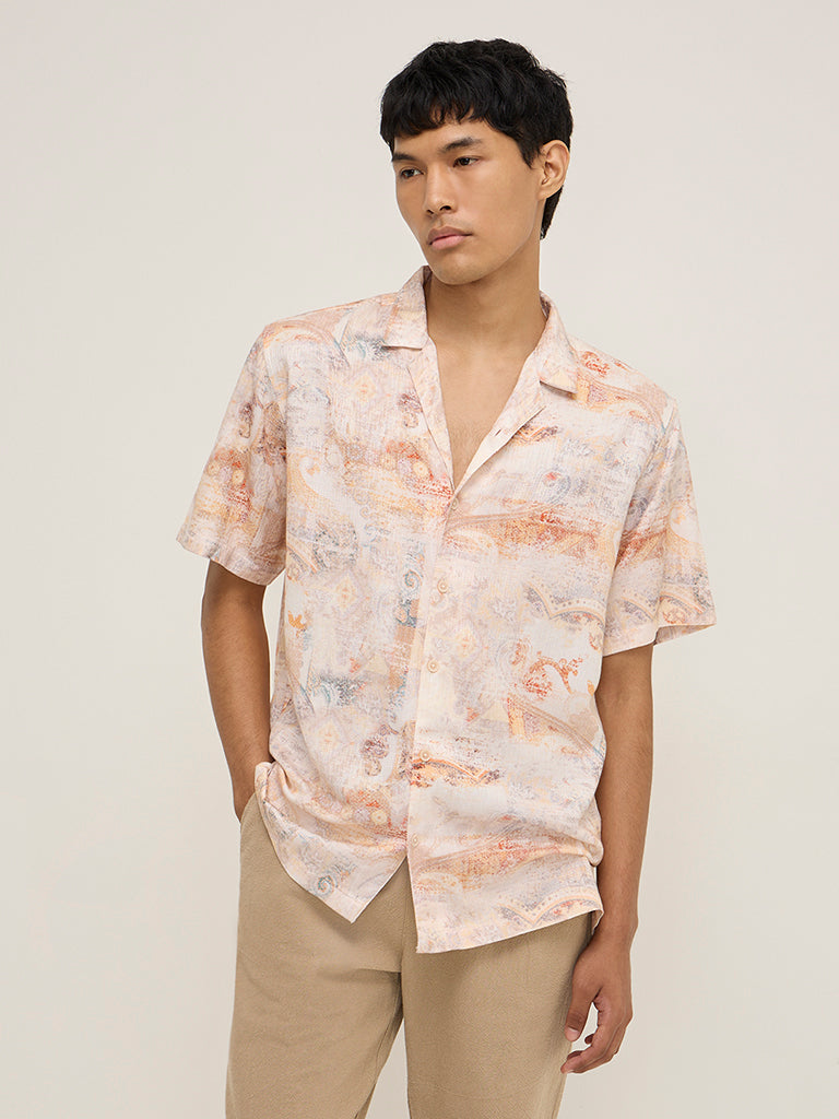 ETA Cream Printed Relaxed-Fit Shirt