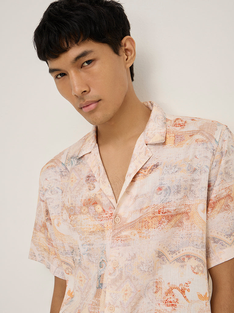 ETA Cream Printed Relaxed-Fit Shirt