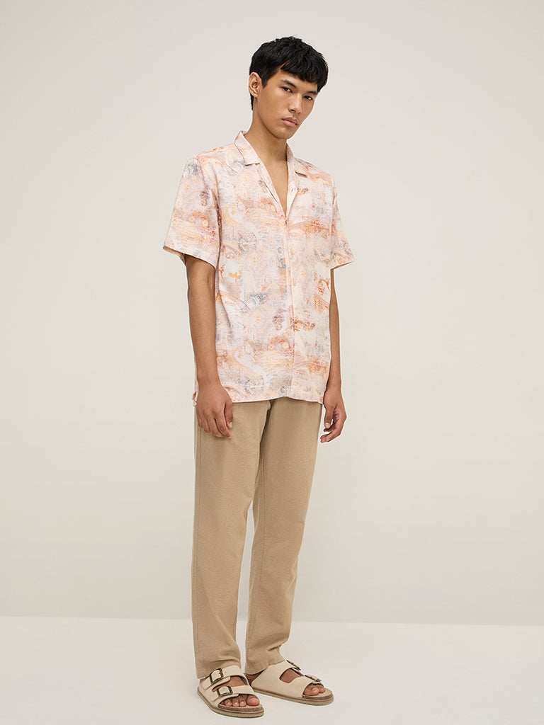 ETA Cream Printed Relaxed-Fit Shirt