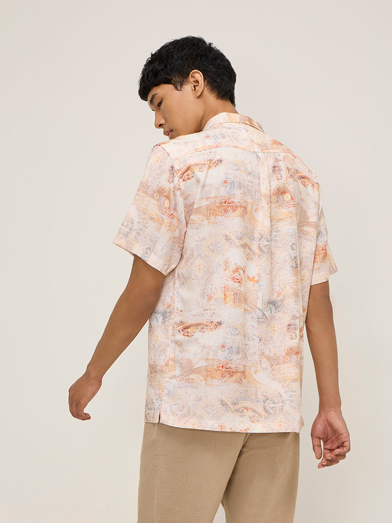 ETA Cream Printed Relaxed-Fit Shirt