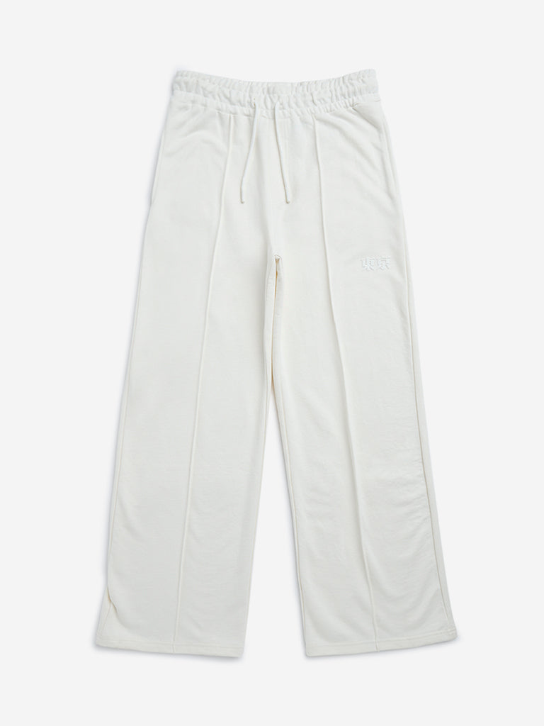 Buy Y&F Kids Off-White Mid-Rise Track Pants from Westside