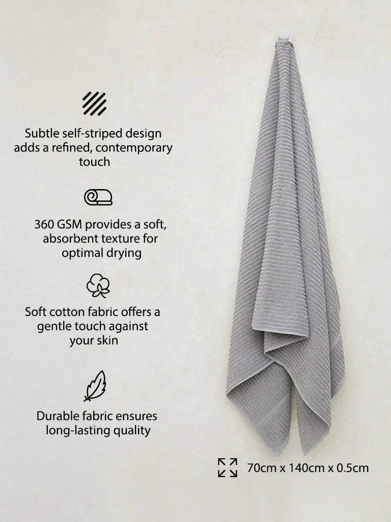 Westside Home Grey Self-Striped Bath Towel