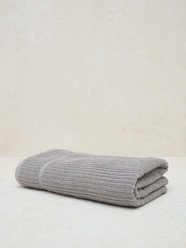 Westside Home Grey Self-Striped Bath Towel