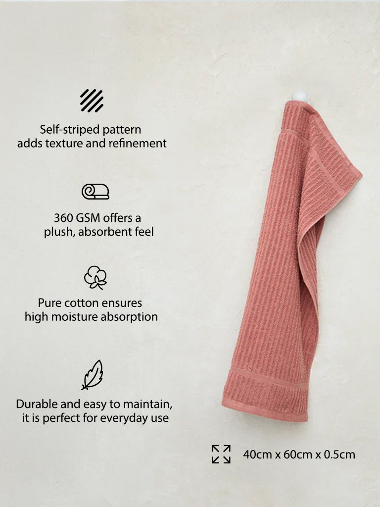 Westside Home Dusty Rose Self-Striped Hand Towel
