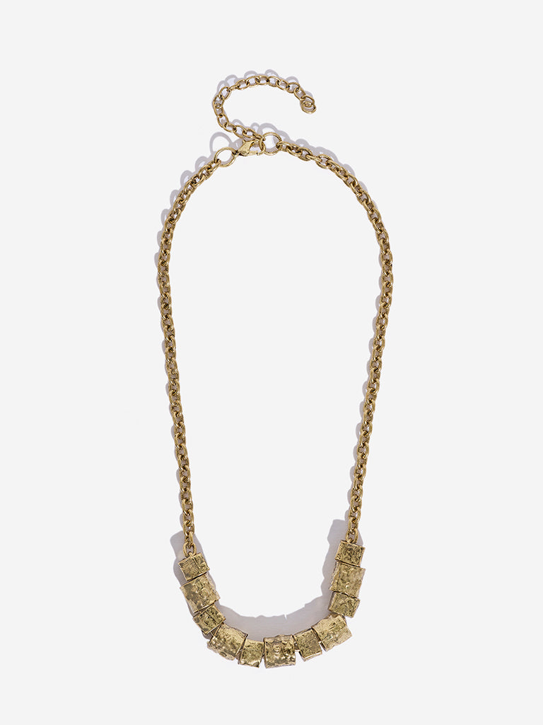 Buy Westside Accessories Gold Square Beads Necklace from Westside