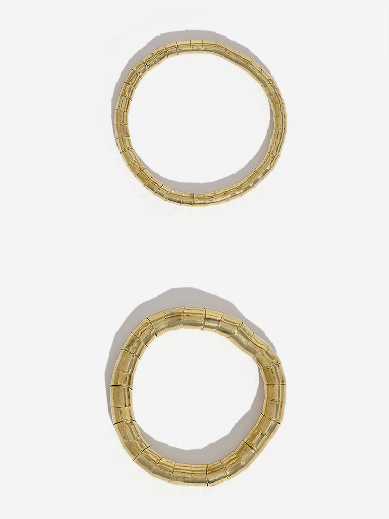 Westside Accessories Gold Cap Elasticated Two Layer Bracelet