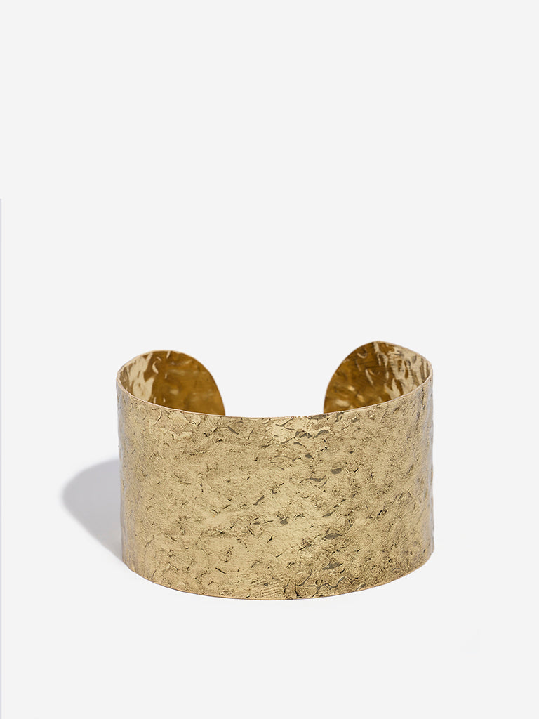 Westside Accessories Gold Textured Open Cuff Bracelet