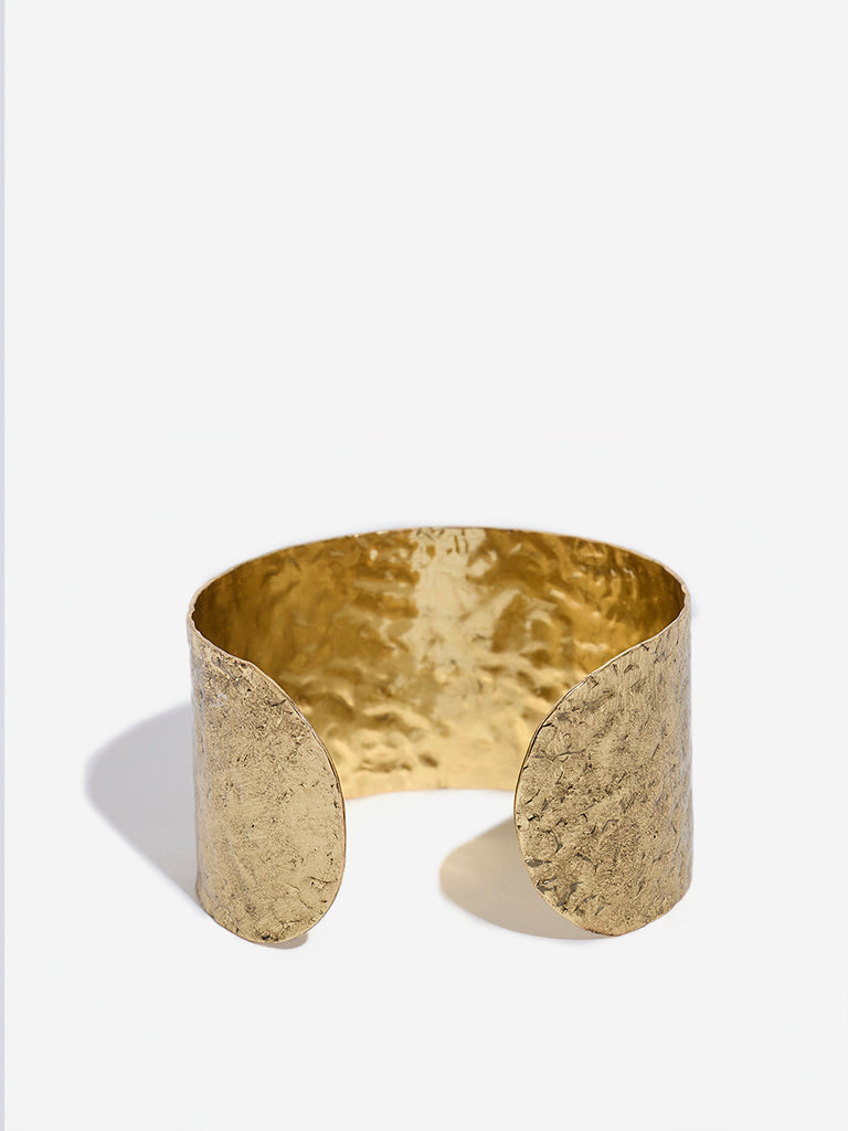 Westside Accessories Gold Textured Open Cuff Bracelet
