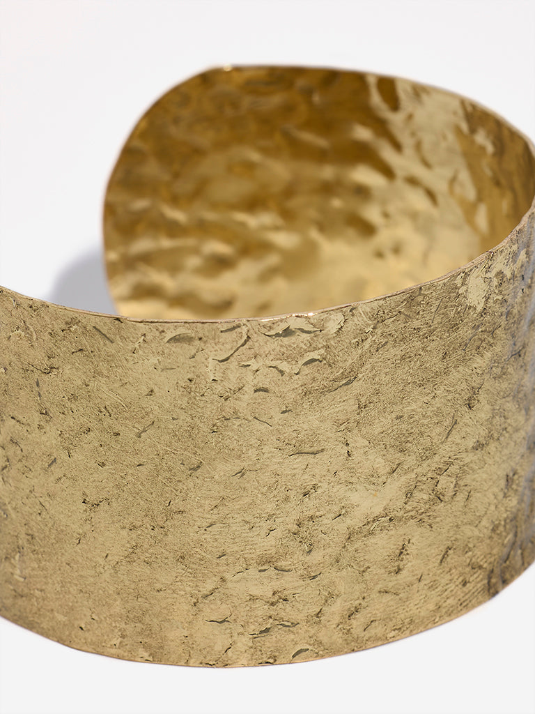 Westside Accessories Gold Textured Open Cuff Bracelet