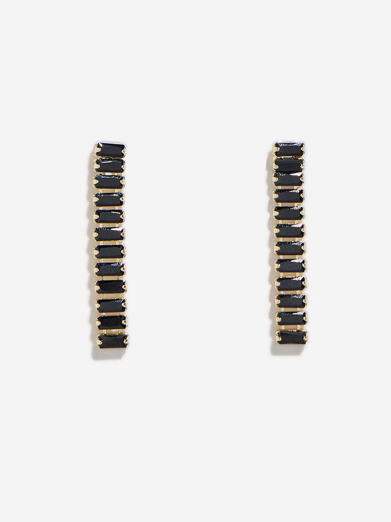 Westside Accessories Black Stone Line Earrings