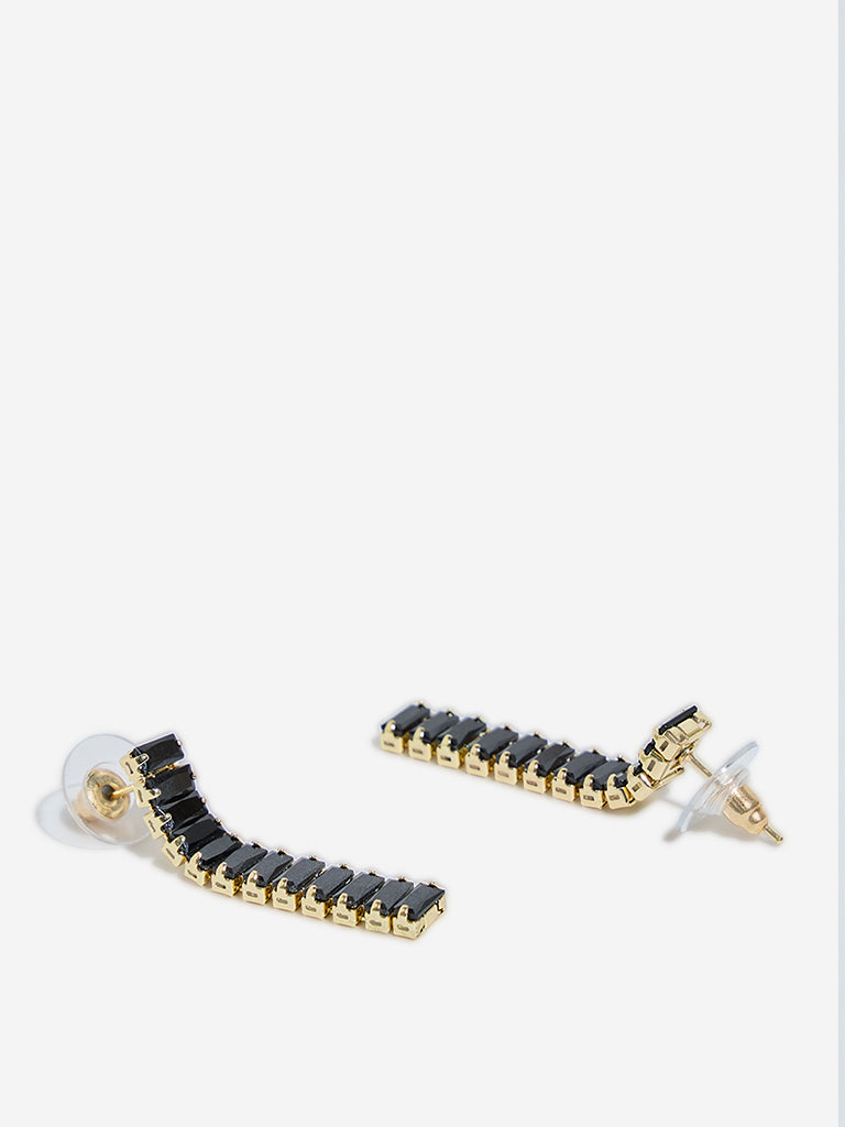Westside Accessories Black Stone Line Earrings