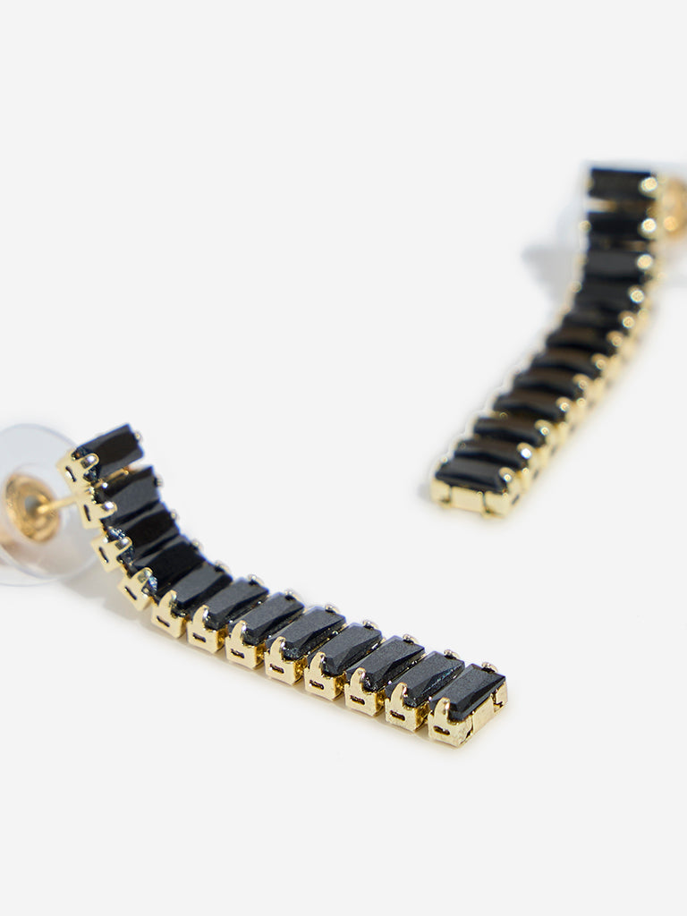 Westside Accessories Black Stone Line Earrings