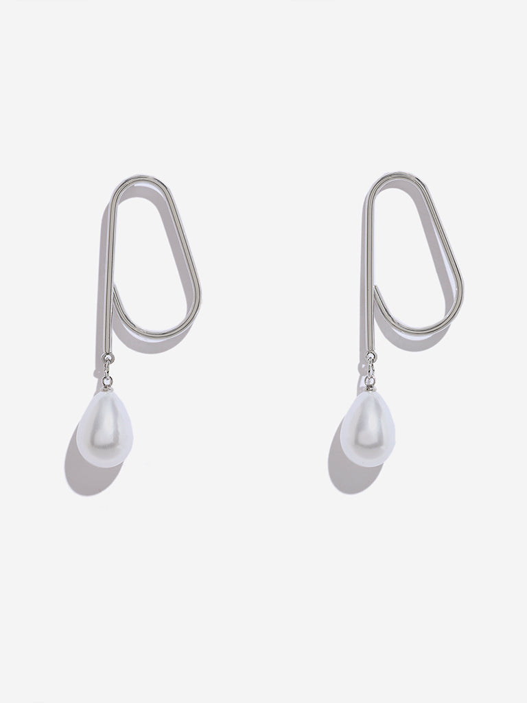 Westside Accessories Silver Pearl Dangler Earrings