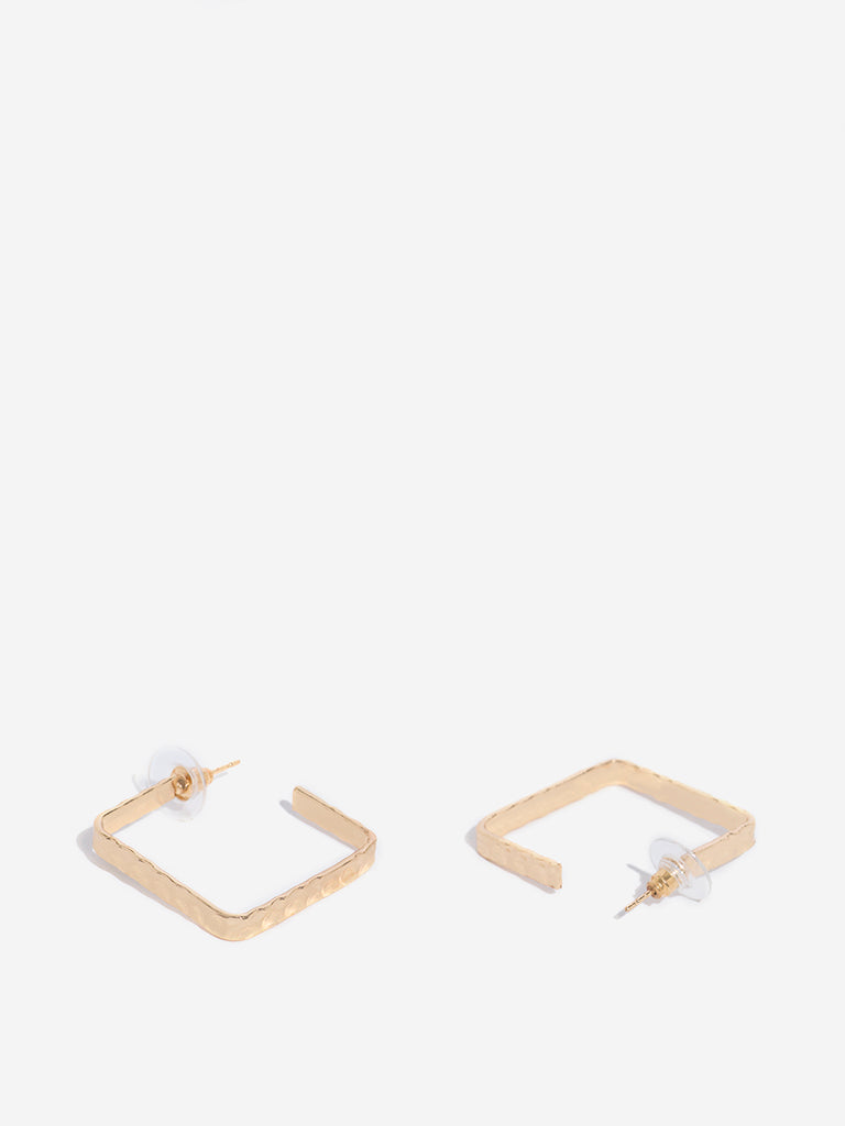 Westside Accessories Gold Textured Square Earrings