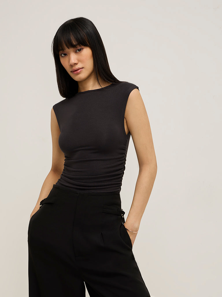 Nuon Charcoal Ruched Design Top