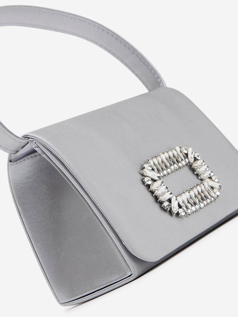 Westside Silver Metal Accent Design Hand Bag