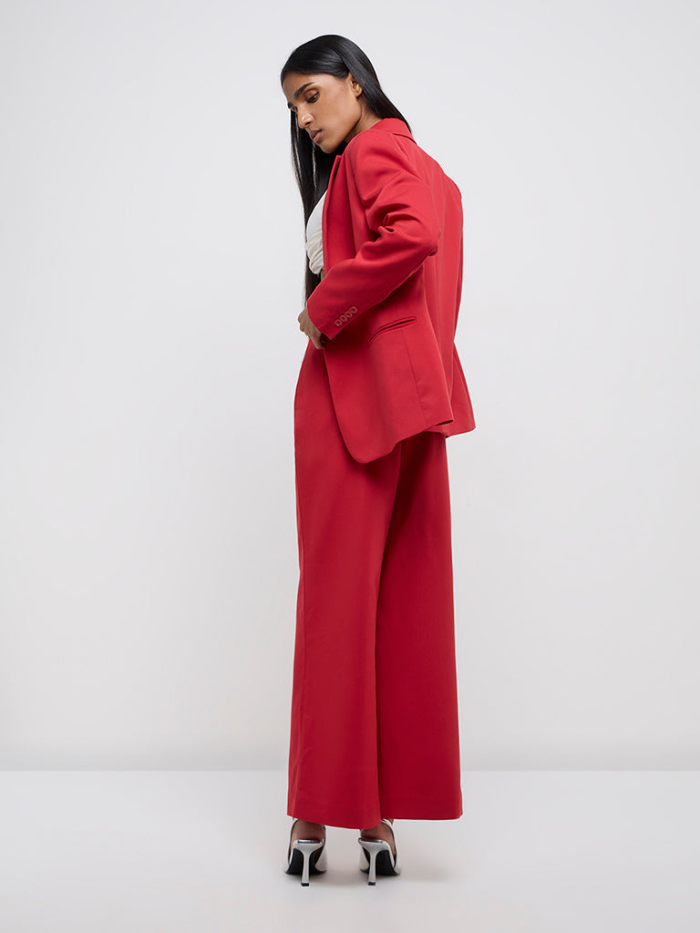 Wardrobe Red Wide-Leg High-Rise Trousers