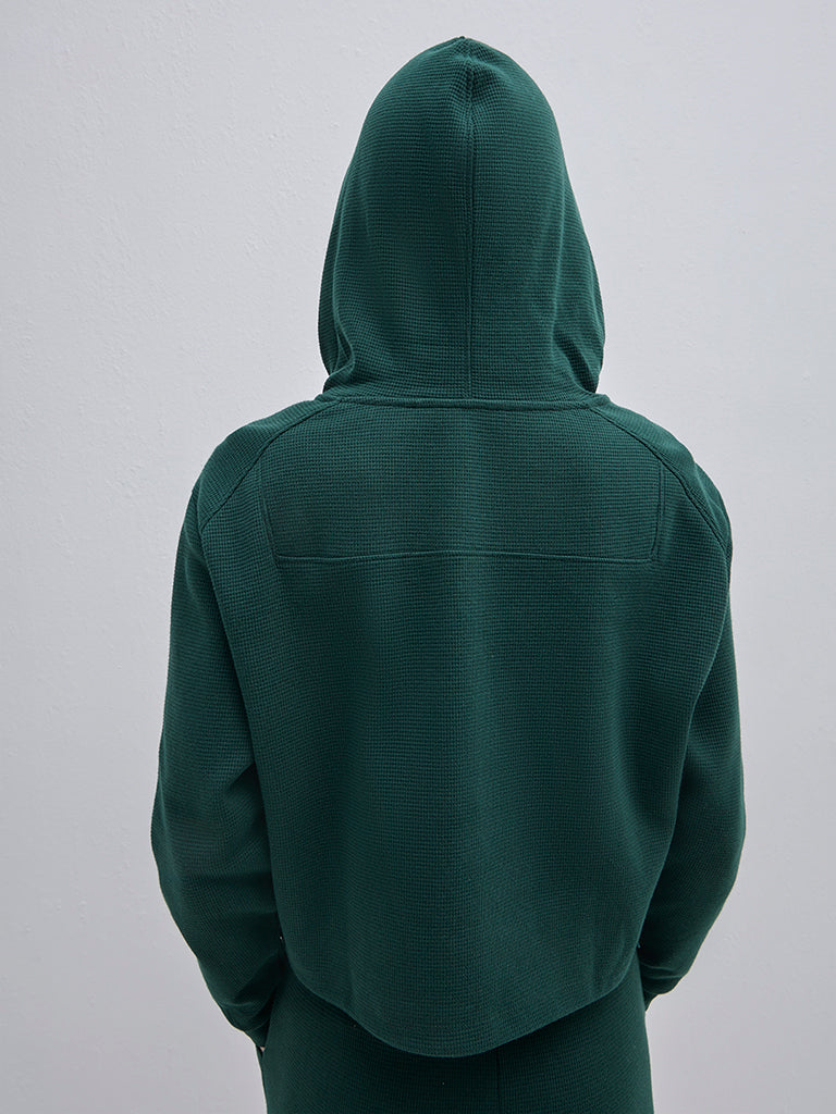 Studiofit Dark Green Waffle-Textured Cotton Jacket