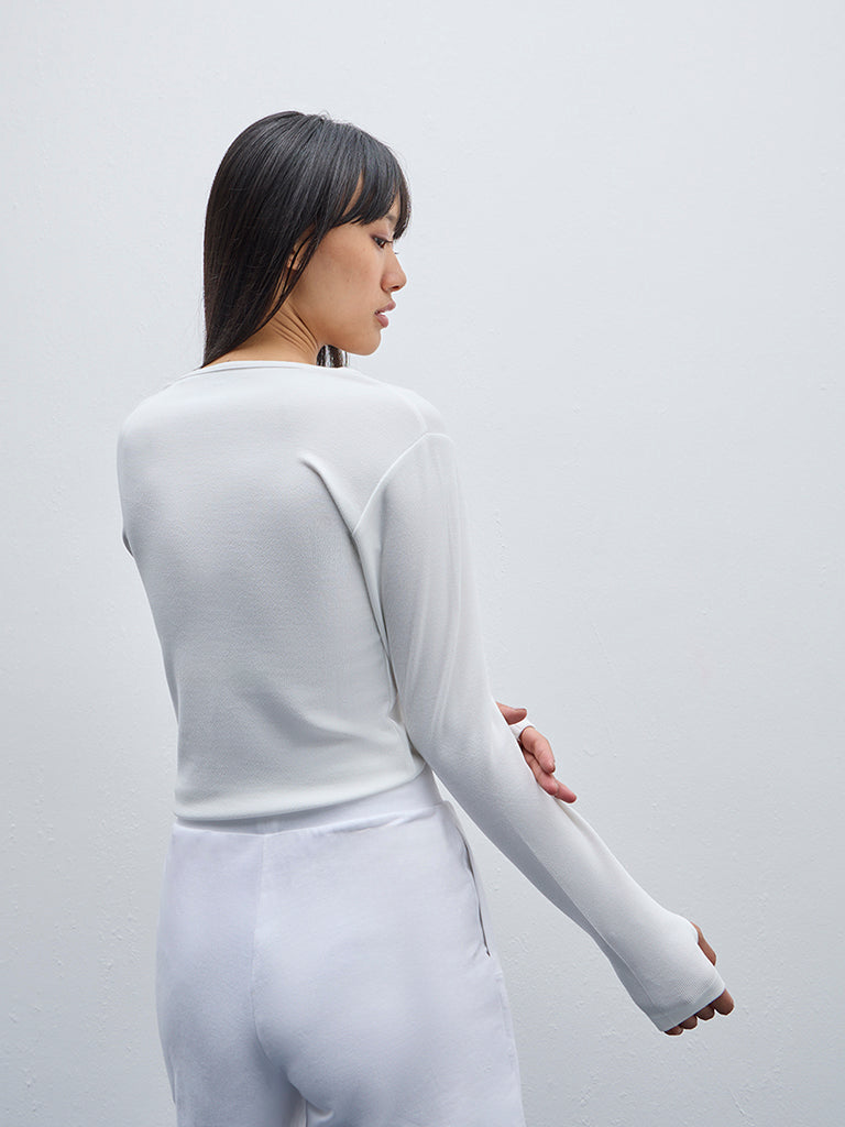 Studiofit White Ribbed T-Shirt