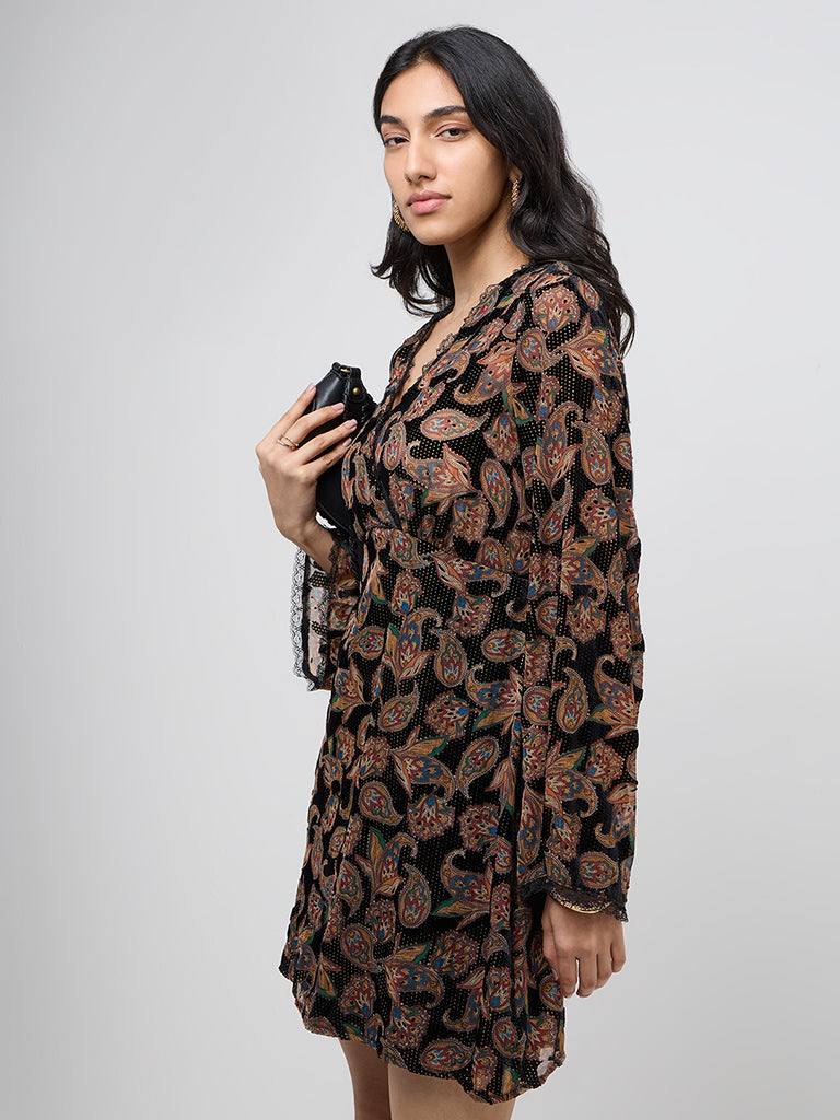 LOV Multicolour Paisley Print A-Line Dress