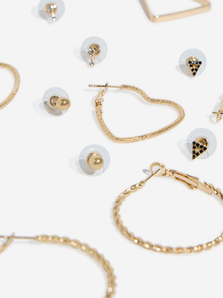 Westside Accessories Gold Studs and Hoops - Pack of 6
