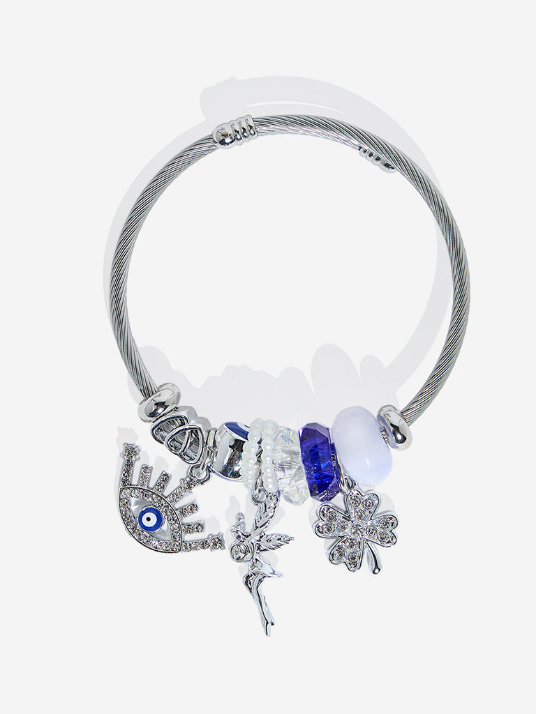 Westside Accessories Silver Evil Eye Charm Bracelet