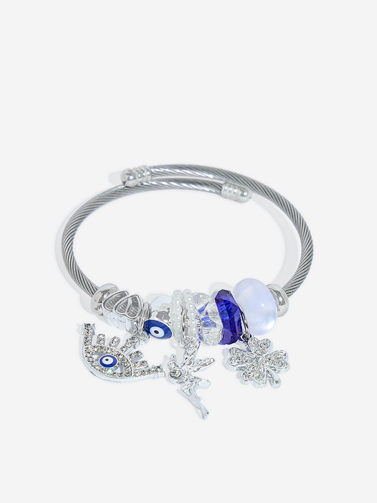 Westside Accessories Silver Evil Eye Charm Bracelet