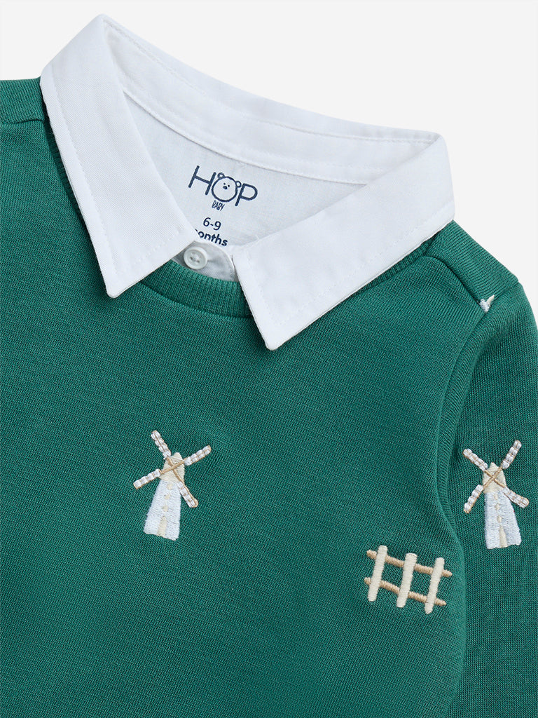 HOP Baby Green Farm Design Cotton-Blend Sweatshirt