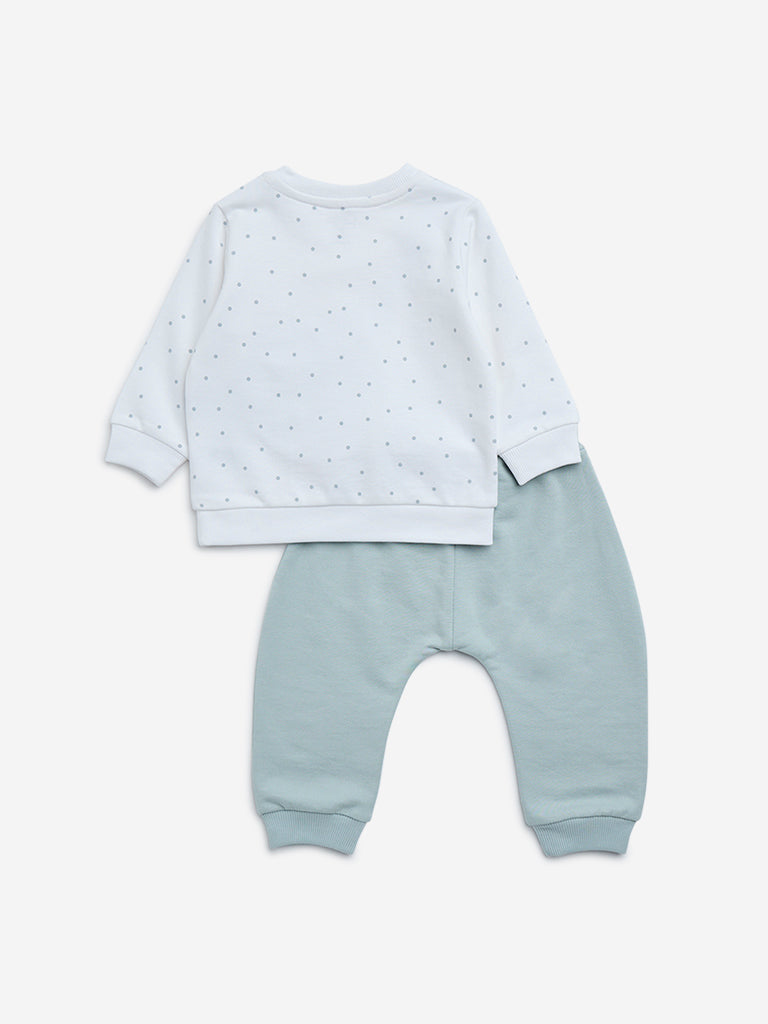 HOP Baby Sage Floral Design Cotton T-Shirt with Pants Set