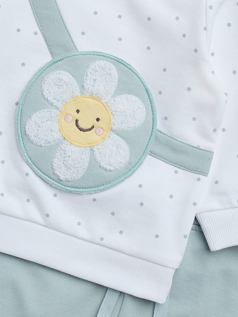 Westside HOP Baby Girl's Sage Floral Design Cotton T-Shirt with Pants Set for Casual Wear Zoomed View