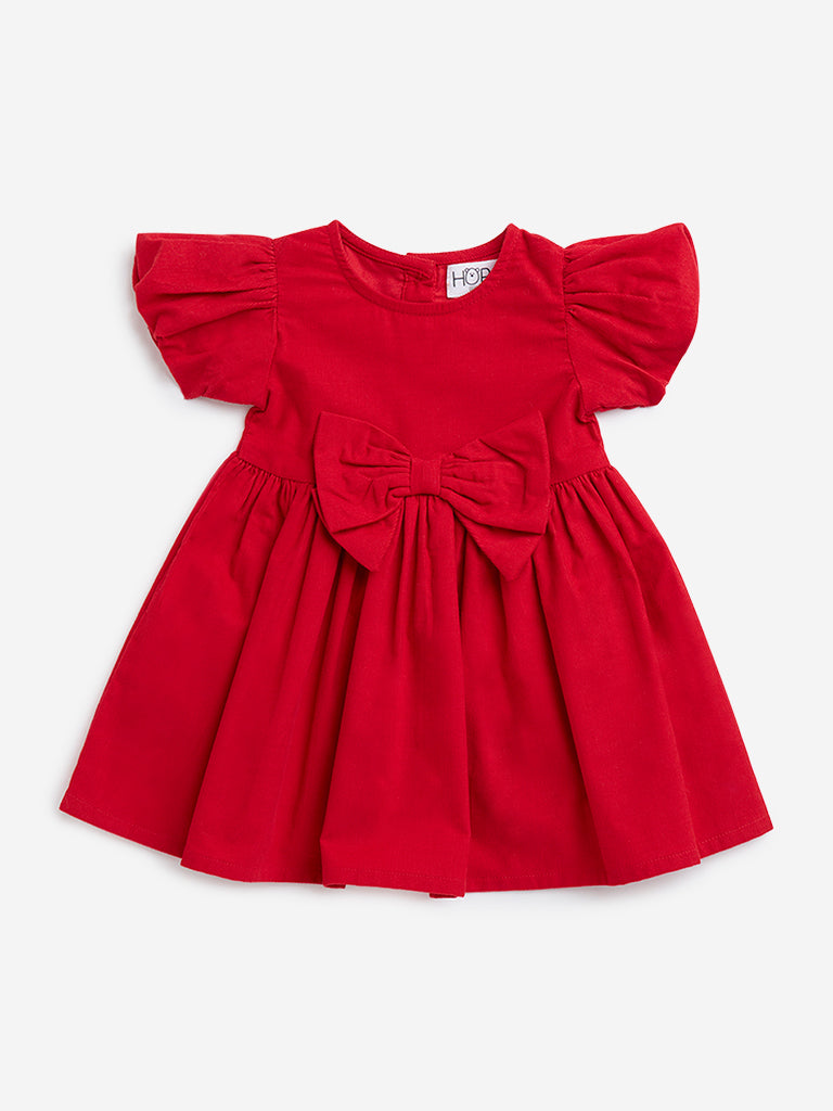 Cotton Red Dress For Baby Girl Buy HOP Baby Red Bow-Detailed Fit-and-Flare Cotton Dress From Westside