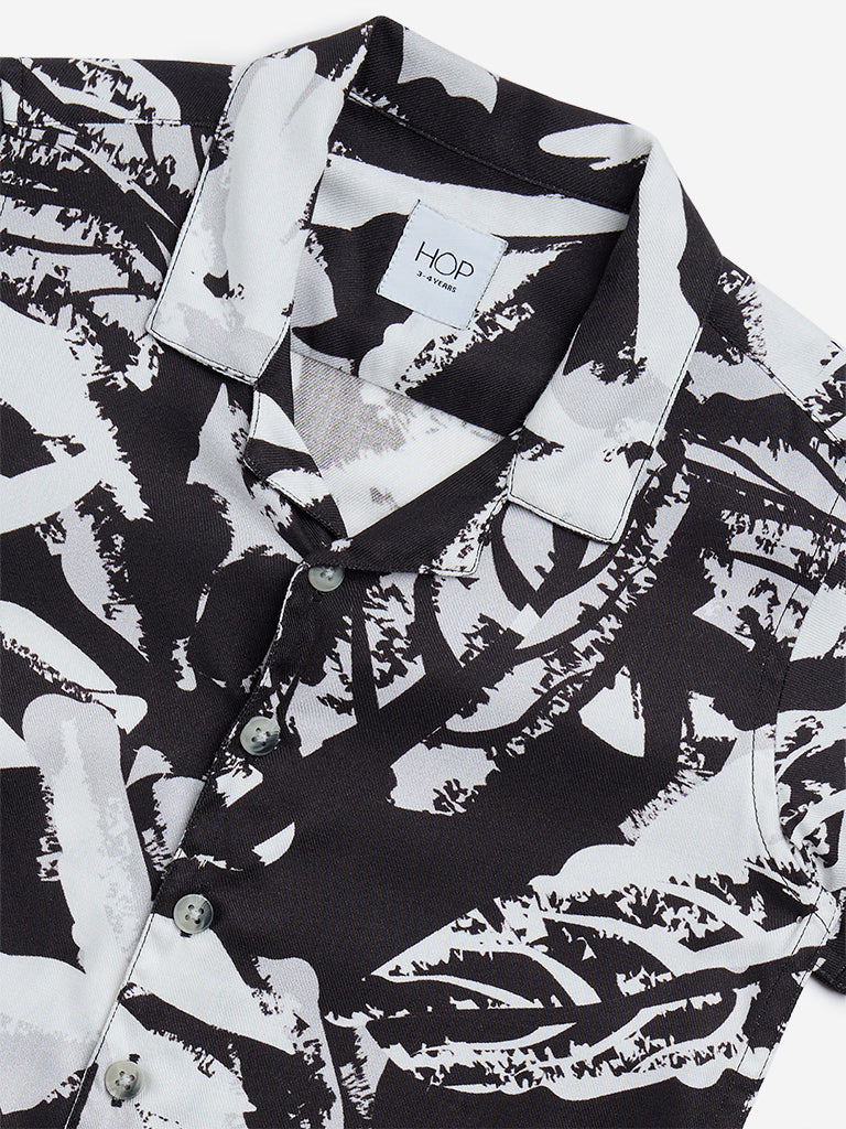 Westside HOP Kids Black Printed Resort-Fit Shirt for Casual Wear Zoomed View
