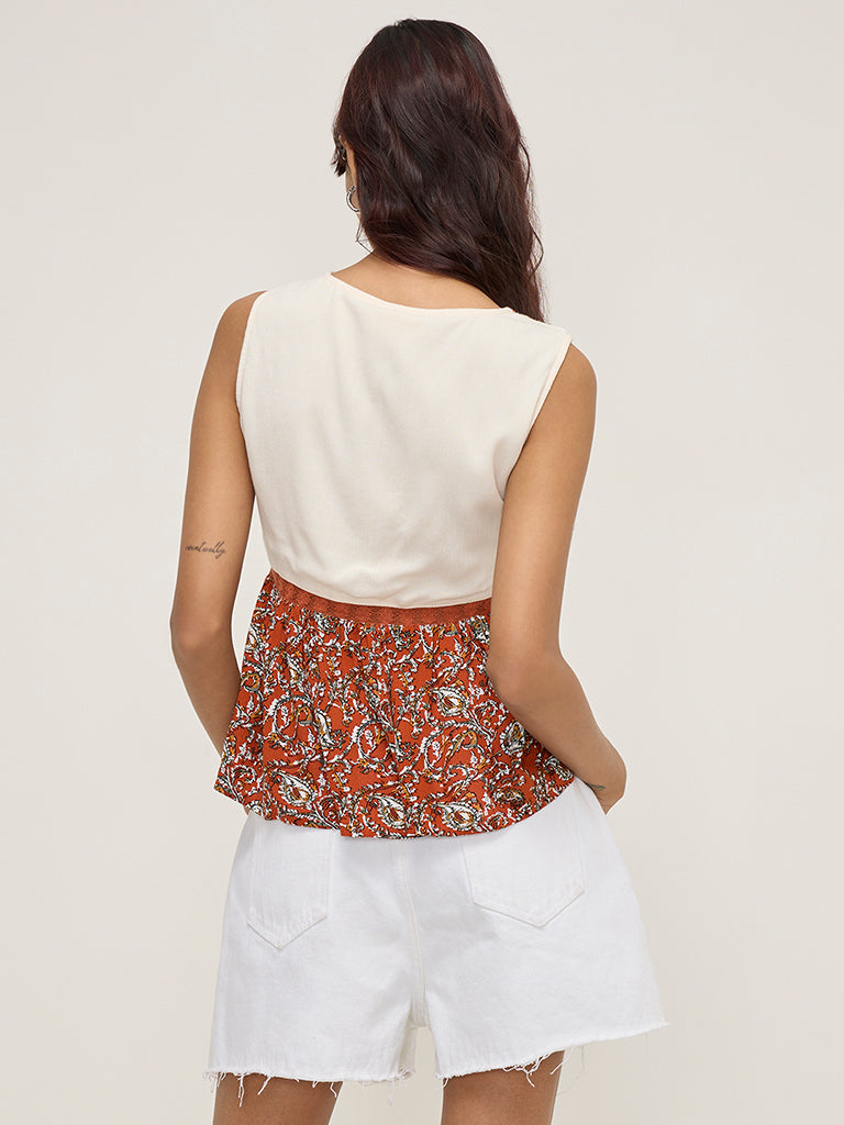 Bombay Paisley Rust Paisley Printed Top
