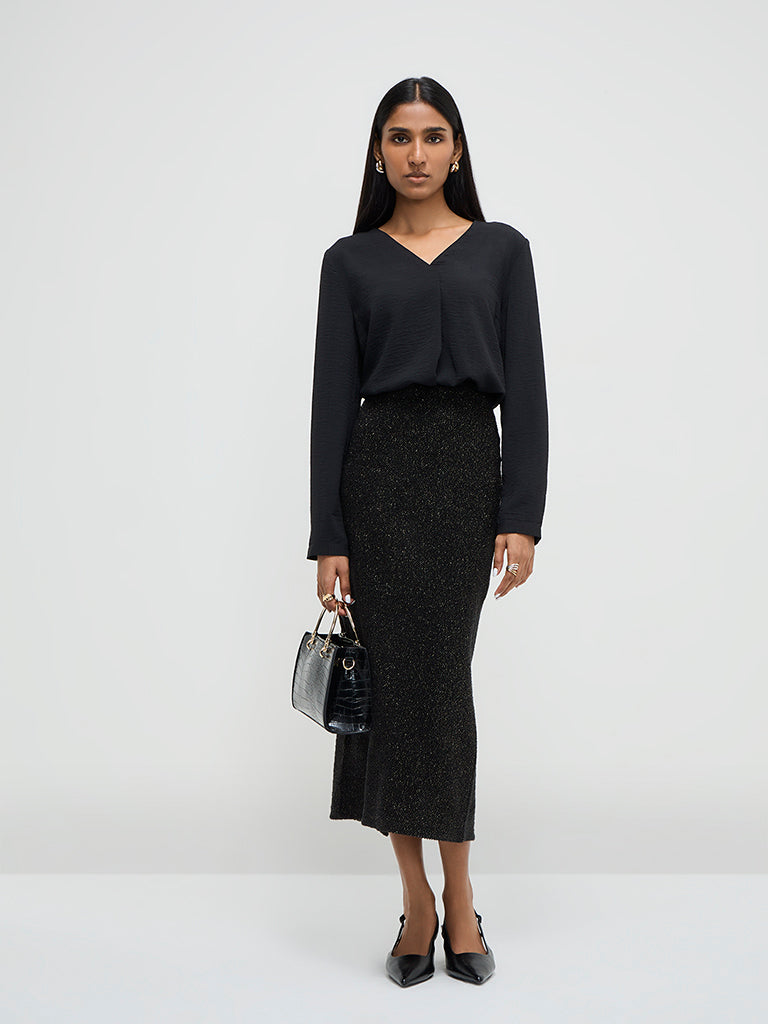 Wardrobe Black Crinkle Top