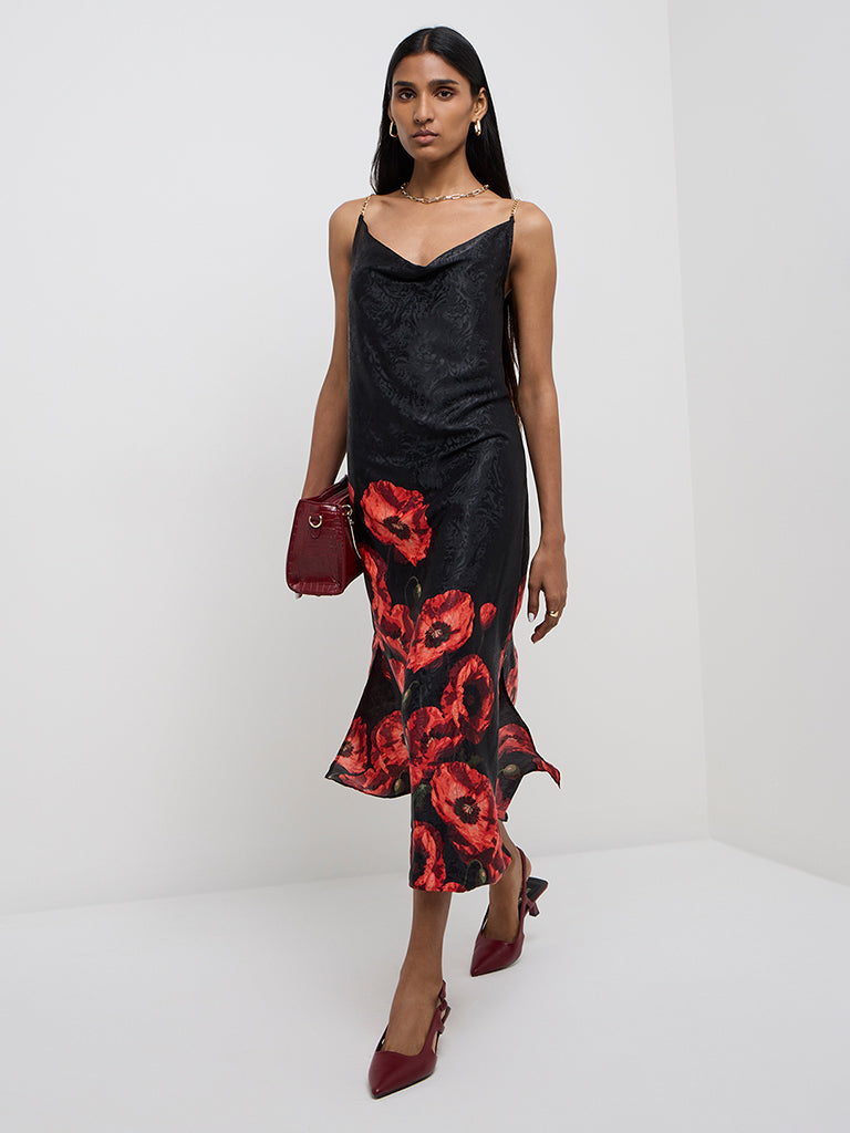Wardrobe Black Floral Printed Slip Dress - Main Image