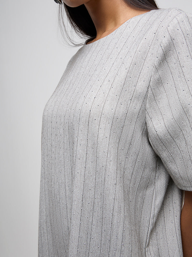 Wardrobe Grey Embellished Straight Dress