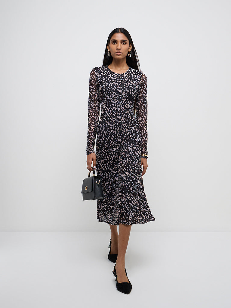 Wardrobe Black Abstract Design Straight Dress