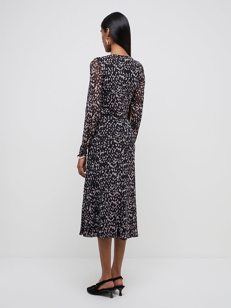 Wardrobe Black Abstract Design Straight Dress