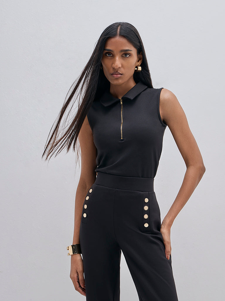 Wardrobe Black Collared Top