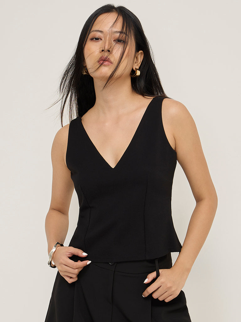 Wardrobe Black Pintuck Top