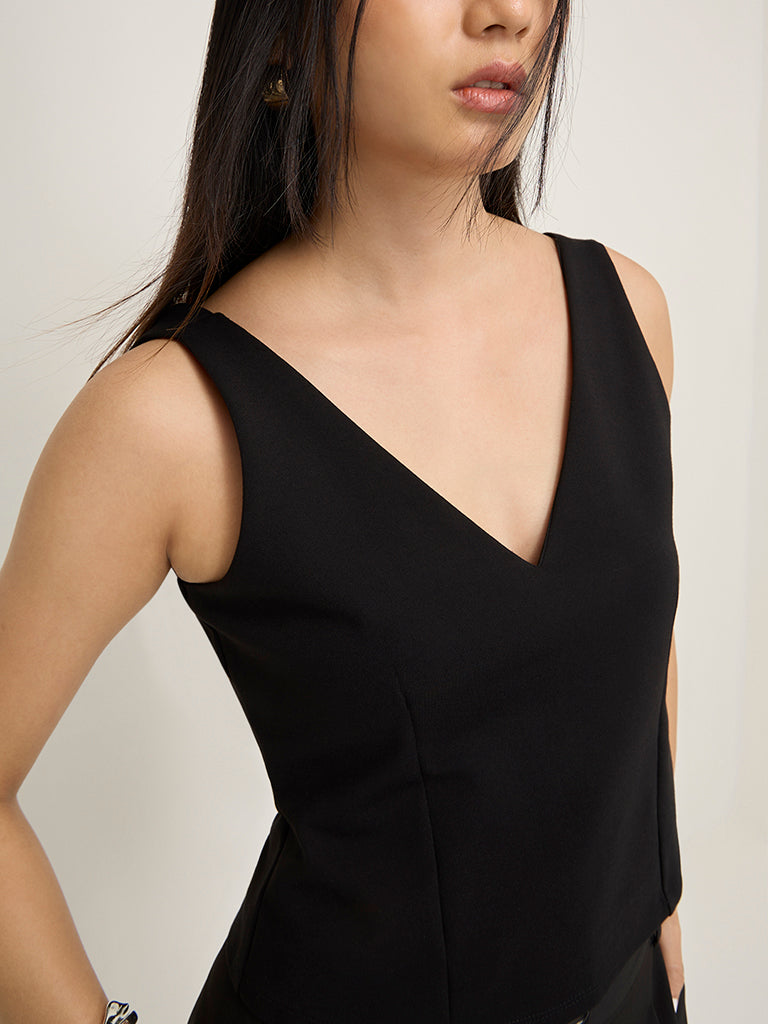 Wardrobe Black Pintuck Top