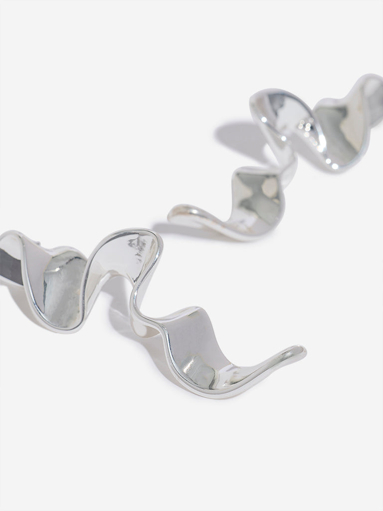 Westside Accessories Silver Molten Statement Earrings