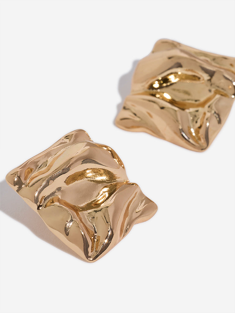 Westside Accessories Gold Molten Big Stud Earrings