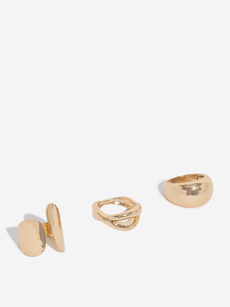 Westside Accessories Gold High-Shine Rings - Pack of 3