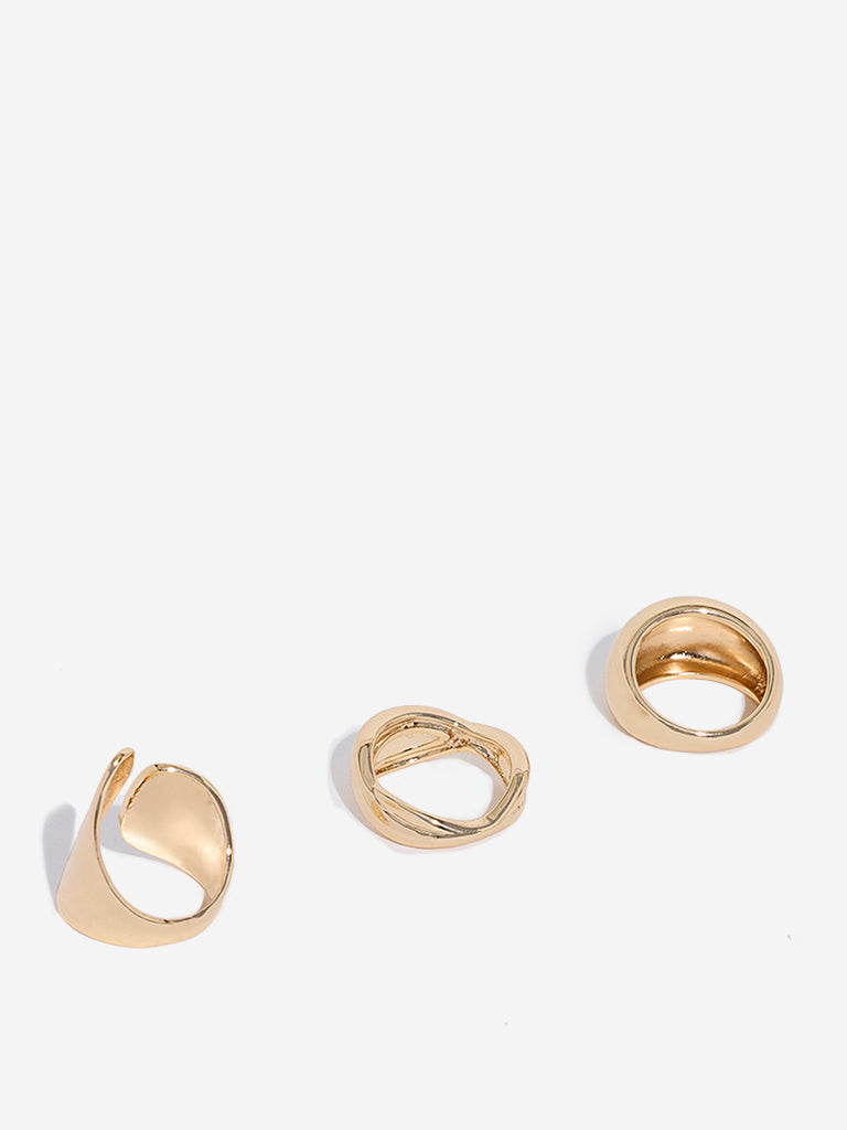 Westside Accessories Gold High-Shine Rings - Pack of 3