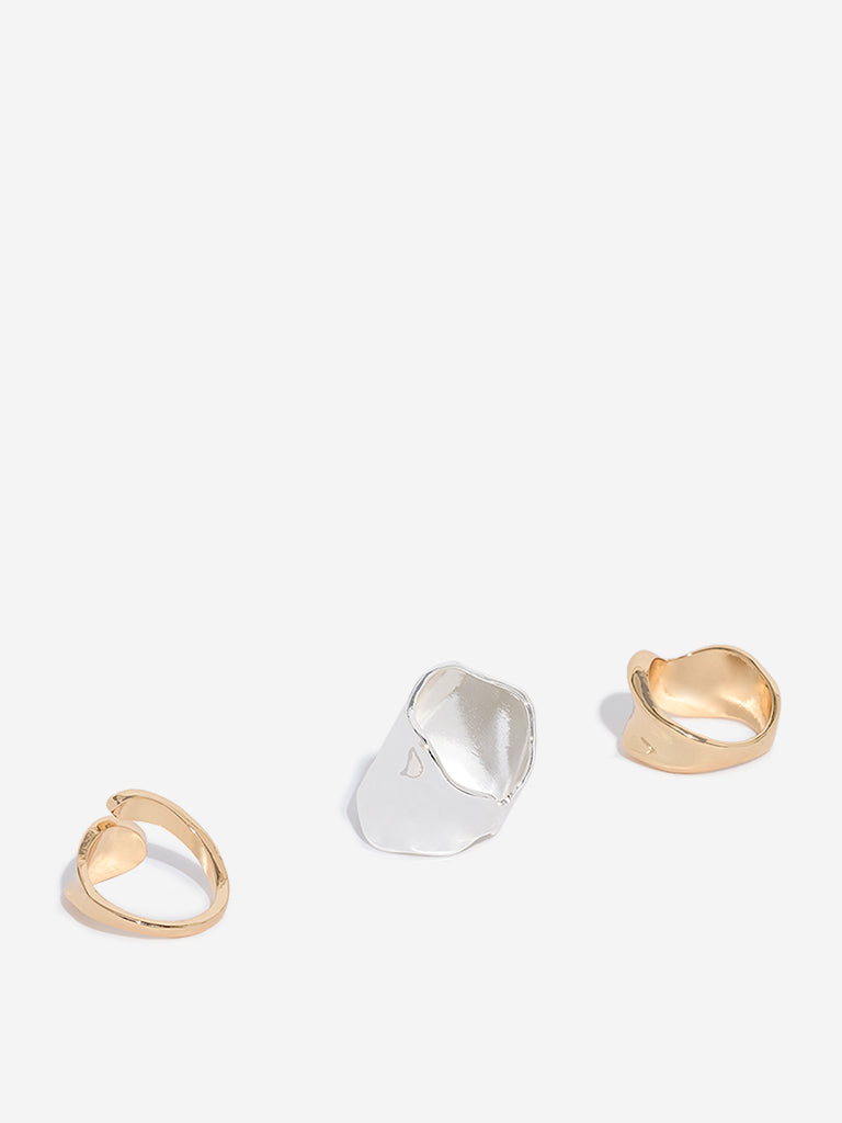 Westside Accessories Gold and Silver Rings - Pack of 3