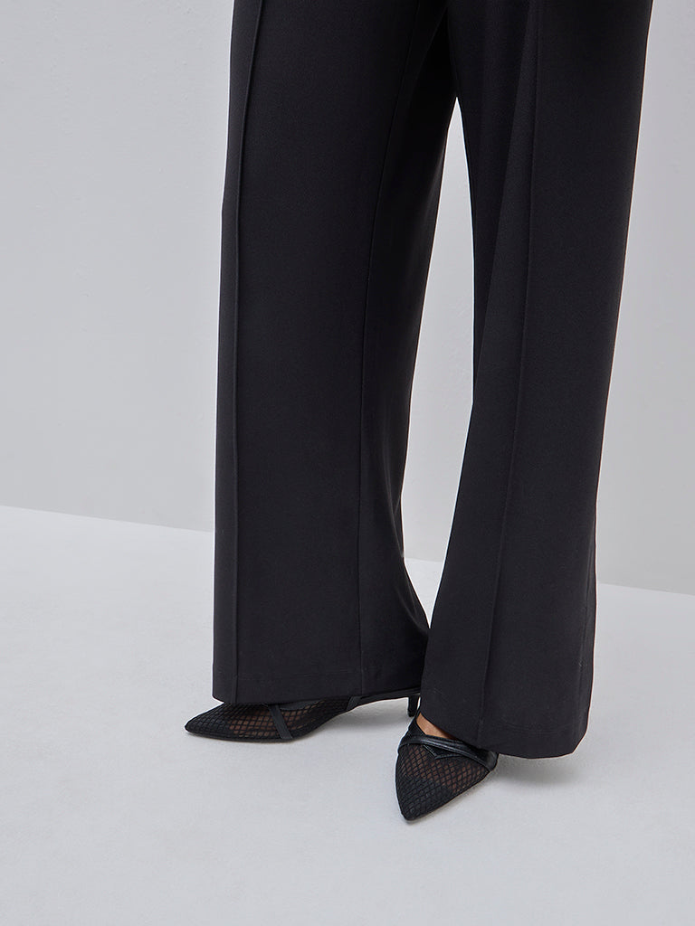 Wardrobe Black High-Rise Cotton-Blend Trousers