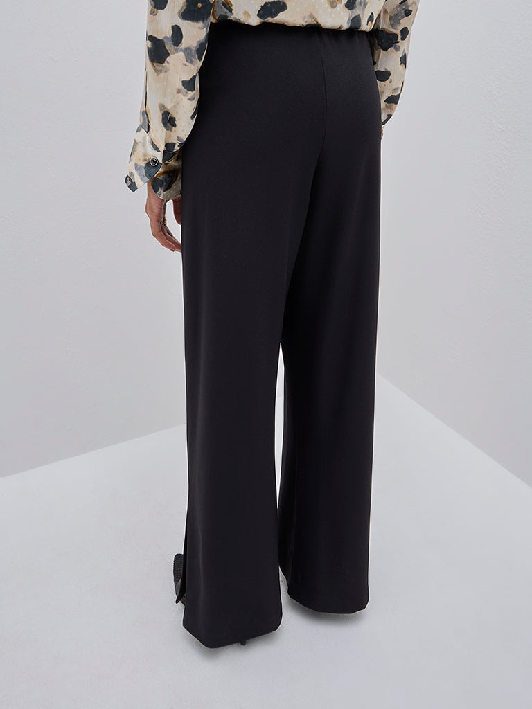 Wardrobe Black High-Rise Cotton-Blend Trousers